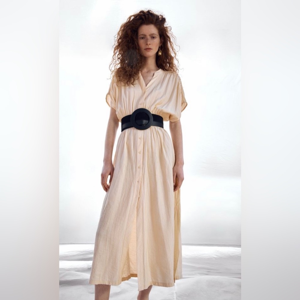 ZARA RUSTIC DRESS WITH PLEATED EFFECT.  NWOT
